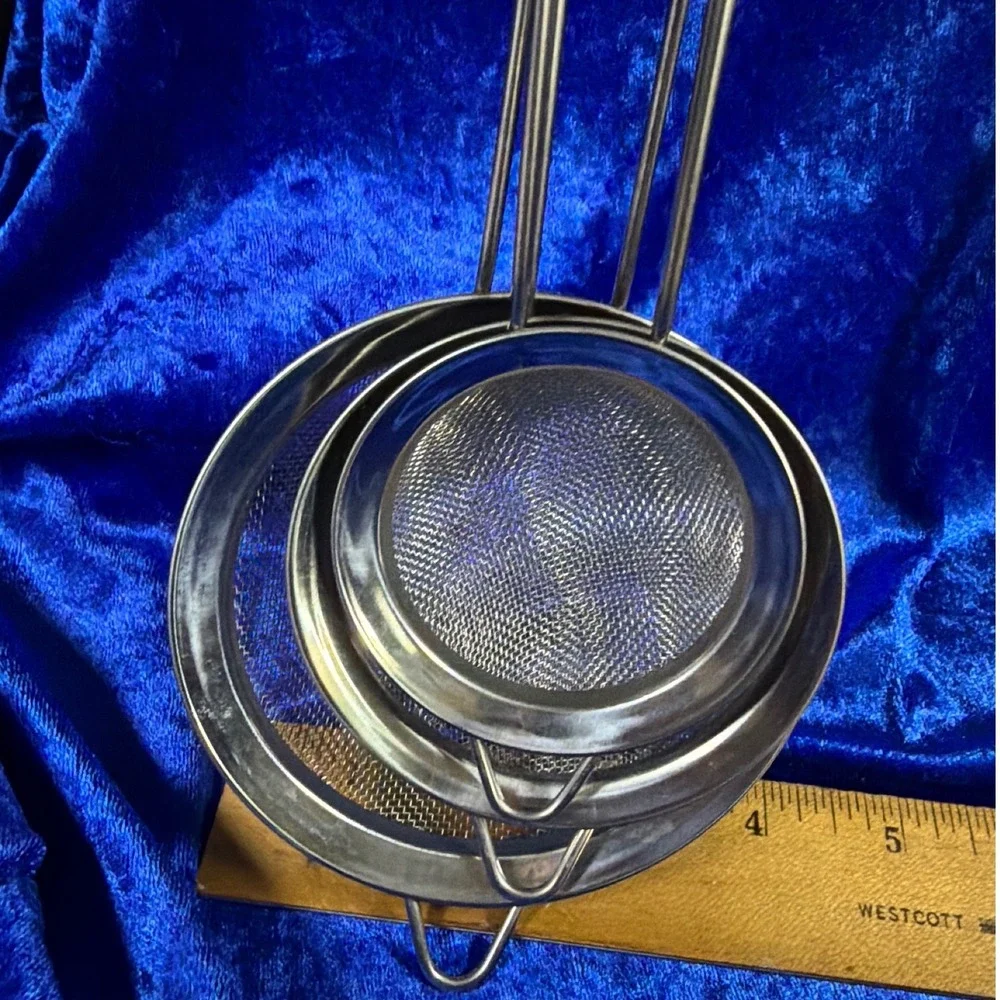 Nesting Mesh Strainer Set 3pc Silver Stainless Steel Kitchen Essentials VeryNice